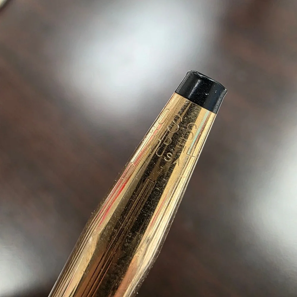 Cross 14KT Gold Filled Ballpoint Pen Vintage Pinstripe Made in USA 1/20 14K